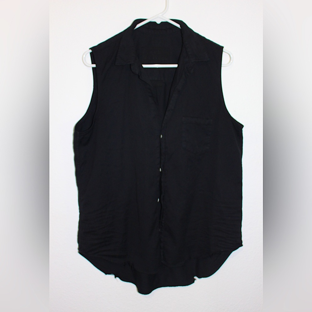 Frank and Eileen-Fiona sleeveless cotton Blouse in Black.